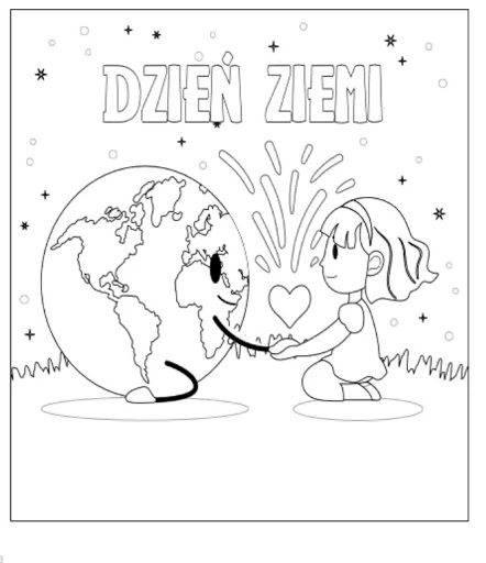 Kolorowanka dziewczynka i ziemia trzymają się za ręce